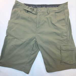 prAna Stretch Zion Cargo Shorts Mens 38 Green‎ Hiking Outdoor Nylon Belted